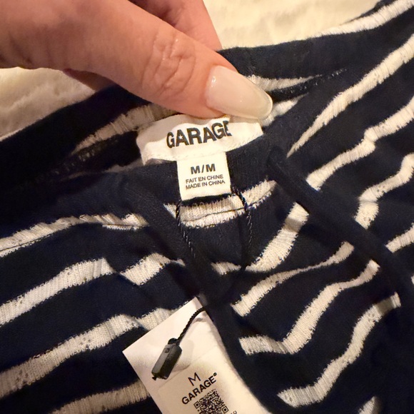 GARAGE Striped Navy and White Wide-Leg Pants - Picture 2 of 6